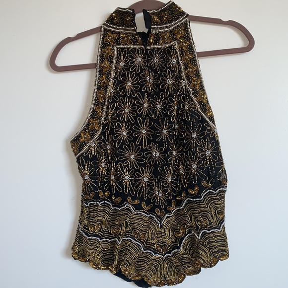 Vintage Beaded high neck top Med - Picture 2 of 10